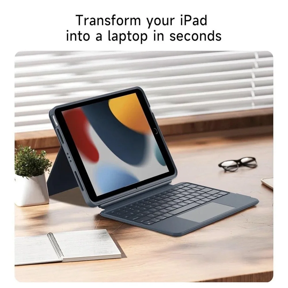 HOU Keyboard Case IPad 10.2 7th 8th 9th Air 3 Pro 10.5 Blue Bluetooth Trackpad‎